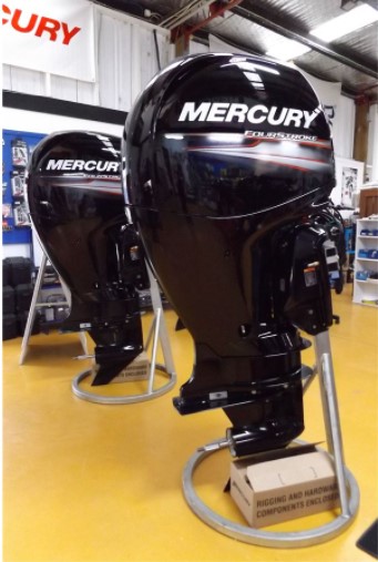 two black outboard motor