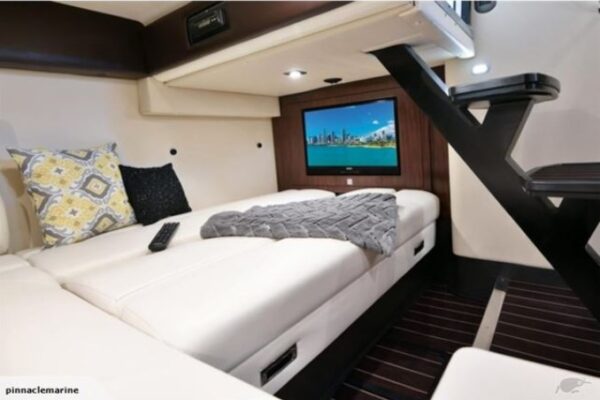 cabin with one bed and a tv