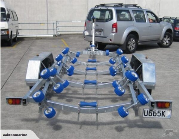 boat trailer with blue rollers